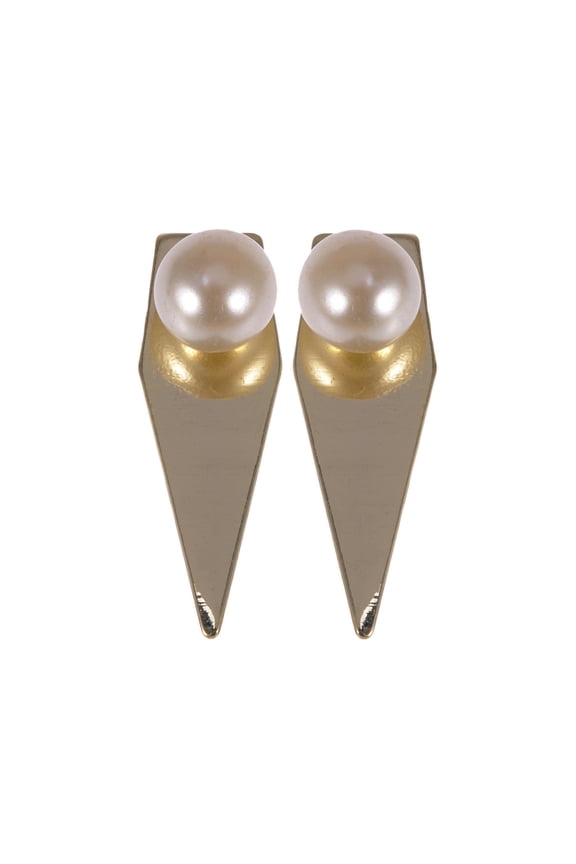 Contemporary Arrow Shaped Single Faux Pearl Drop Dangle Earrings