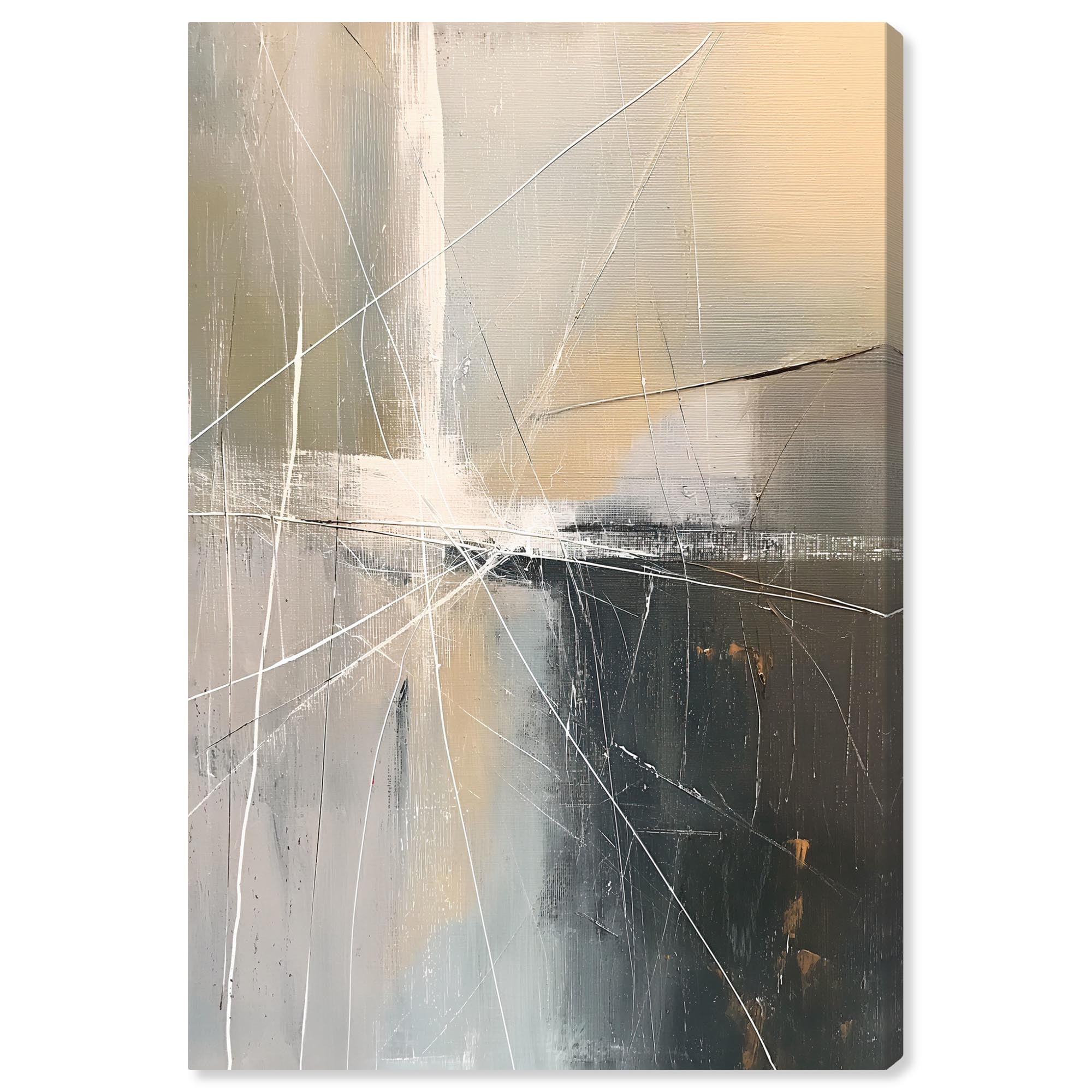 Contemporary Abstract Wrapped Canvas Art in Minimalist Style, 15" x 10"