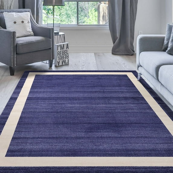 Contemporary Augustus Collection Area Rug in Navy Blue Color and Rectangle, Runner Shape