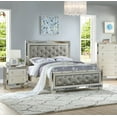 thumbnail image 1 of Contemporary Bedroom Furniture Cal King Size Bed 2x Nightstand 3pcs Set Upholstered Tufted Headboard FB Silver Mirrored Accent, 1 of 6