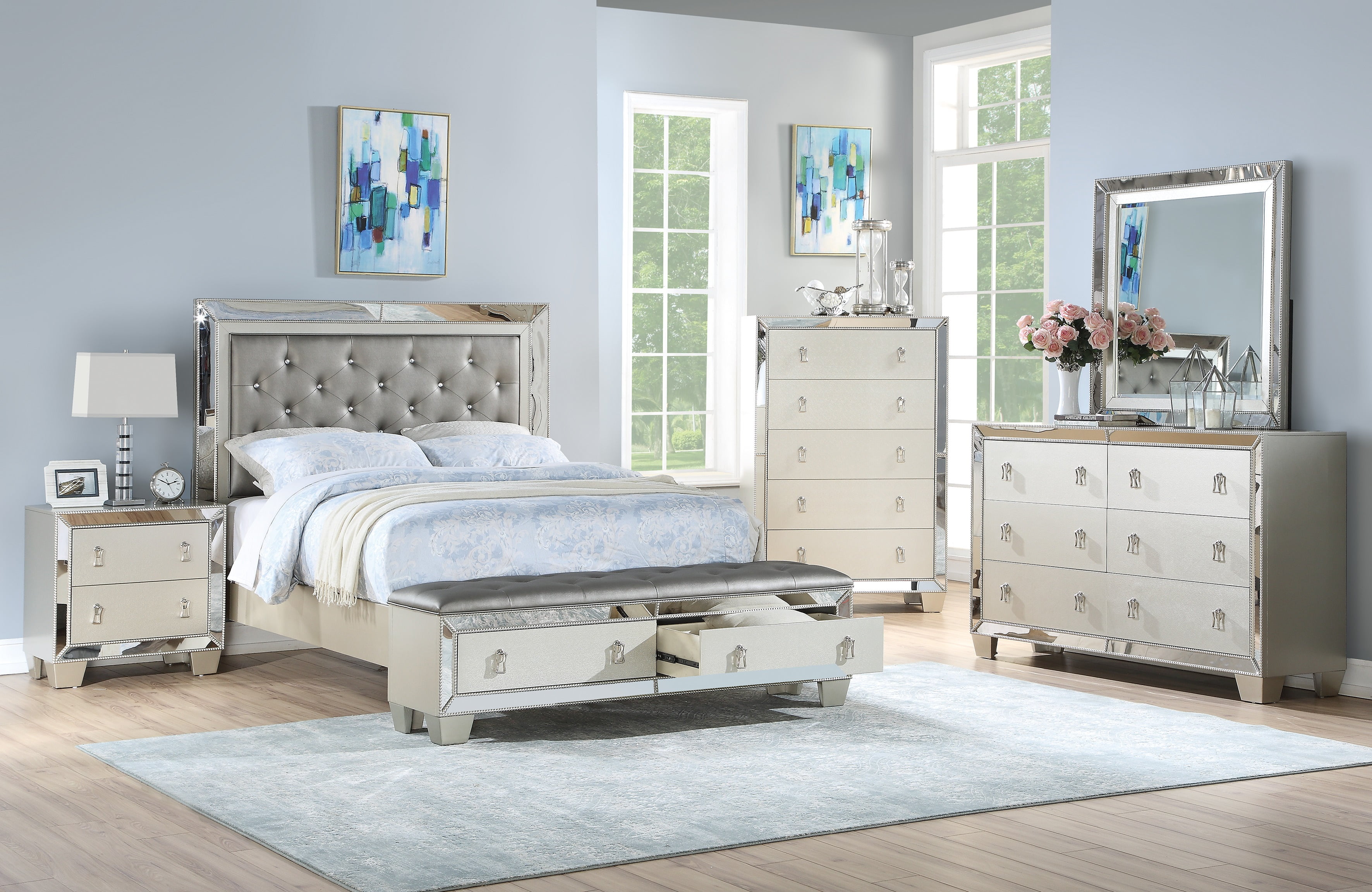 Contemporary Bedroom Furniture Eastern King Size Bed w Storage FB display picture 1