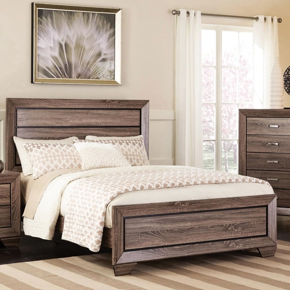 Contemporary Bedroom Queen Bed - Washed Taupe Rustic Beauty Look