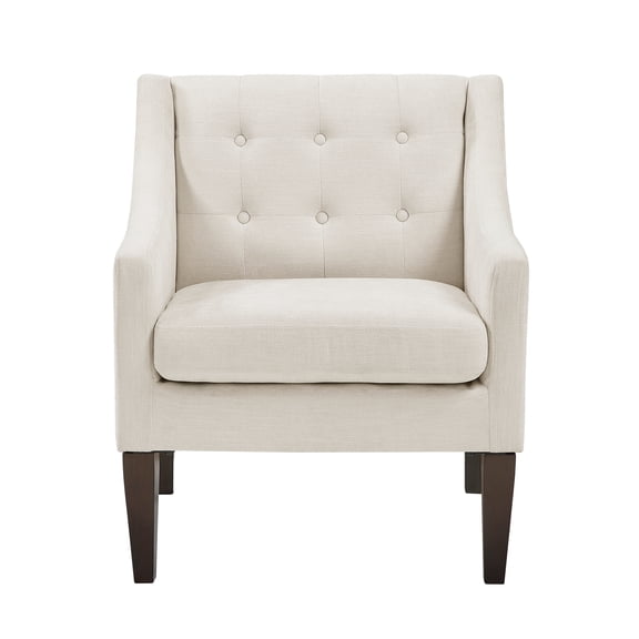 Beige Accent Chair - Button-Tufted Fabric Upholstery, 26" Living Room Chair, Plywood Frame, Comfortable Seating, Modern Design, for Living Room, Easy Assembly