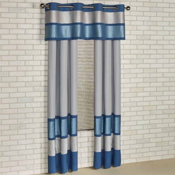 Contemporary Beta Pleated Polyester Window Treatment, 60W Grommet Valance 84L Curtains Set