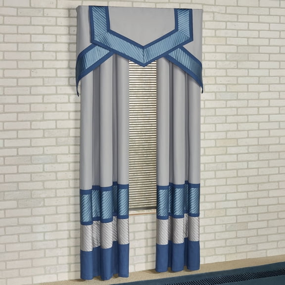 Contemporary Beta Pleated Polyester Window Treatment, Cornice Valances - 96L Curtains Set