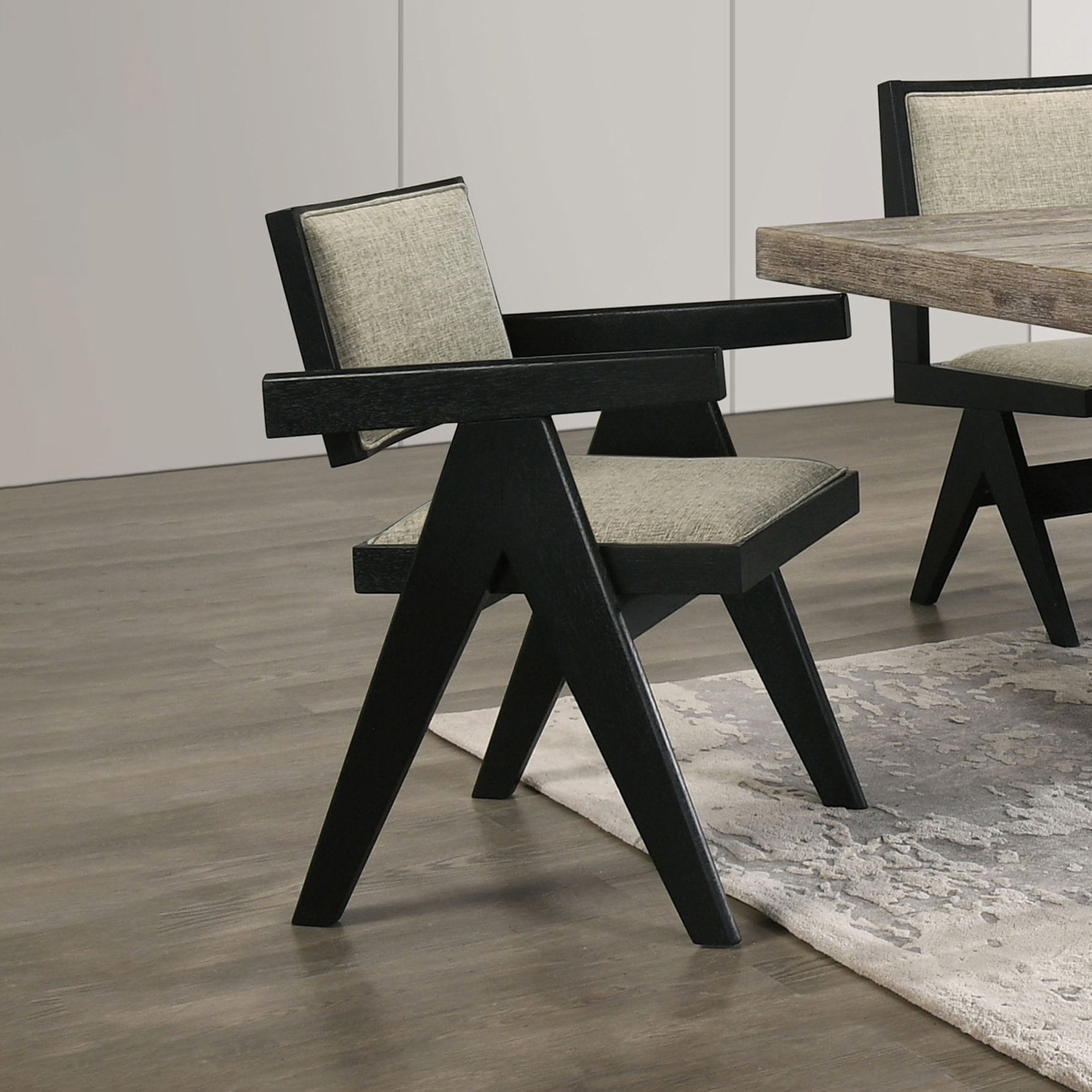 Contemporary Black Arm Chairs with Inverted V-Legs / Dining Room Style ...