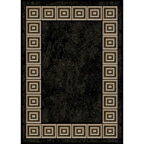 Contemporary Black Bordered Greek Key Area Rug - Actual 3' 7" x 5' 2"