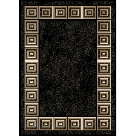 Contemporary Black Bordered Greek Key Area Rug - Actual 3' 7" x 5' 2"