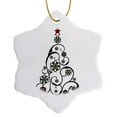 thumbnail image 1 of 3drose, Contemporary Black Christmas Tree Design with Red Star, 3 inch Snowflake Porcelain Ornament, 1 of 7