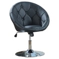 thumbnail image 1 of Contemporary Black Faux Leather Swivel Accent Chair, 1 of 2