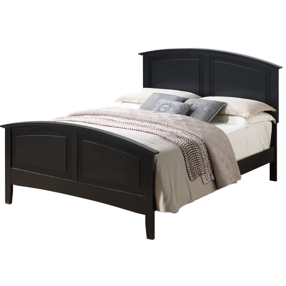 Contemporary Black Full Bed - Composition, Solid Mattress Base, Custom Assembly, 50" H X 62" W 77" D Manufacturing, Strong Bracket, Assembly Needed,
