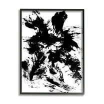 Contemporary Black Ink Strokes Abstract Graphic Art Black Framed Art Print Wall Art