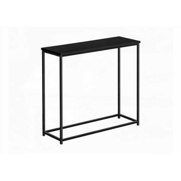 Contemporary Black Laminate and Metal Narrow Console Table for Entryway, Living Room & Bedroom - 31.5L x 11.5D x 29H