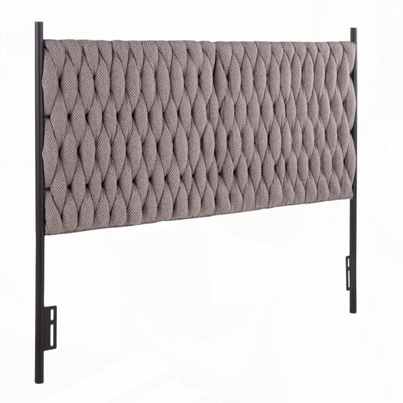Contemporary Black Metal & Grey Fabric Braided Matisse Queen Headboard by LumiSource