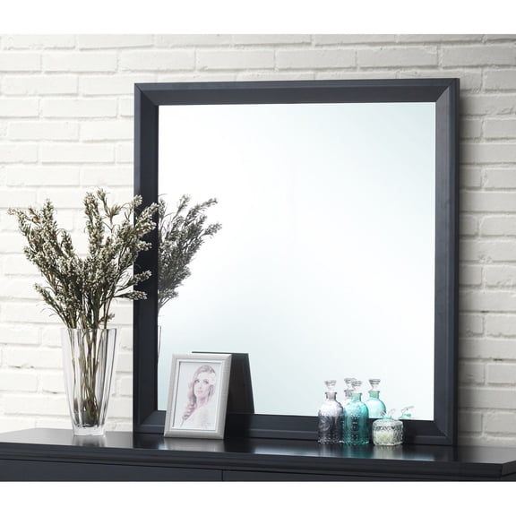 Contemporary Black Mirror | Mountable to Dresser | Low - Distortion Glass Material | Provide Clear Image