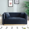 thumbnail image 1 of Contemporary Black Velvet Sofa | For Entertaining in the Living Room | Nailhead Trimmed and Stainless Base | Solid Frame for Maximum Stability, 1 of 3