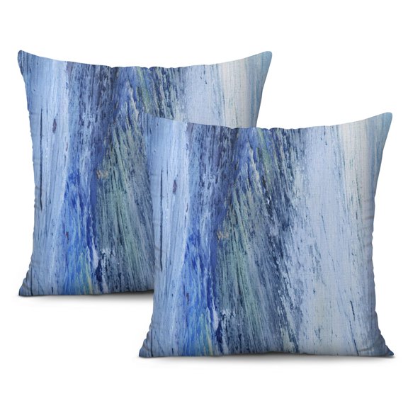 Contemporary Blue Abstract Oil Painting Throw Pillow Covers: 20x20 Inch Set of 2, Modern Home Art Decor for Cushion, Couch, Sofa in Bedroom and Living Room