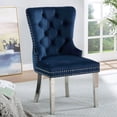 thumbnail image 1 of Contemporary Blue Chrome-Legged Button-Tufted Wingback Chairs for Dining, 1 of 5
