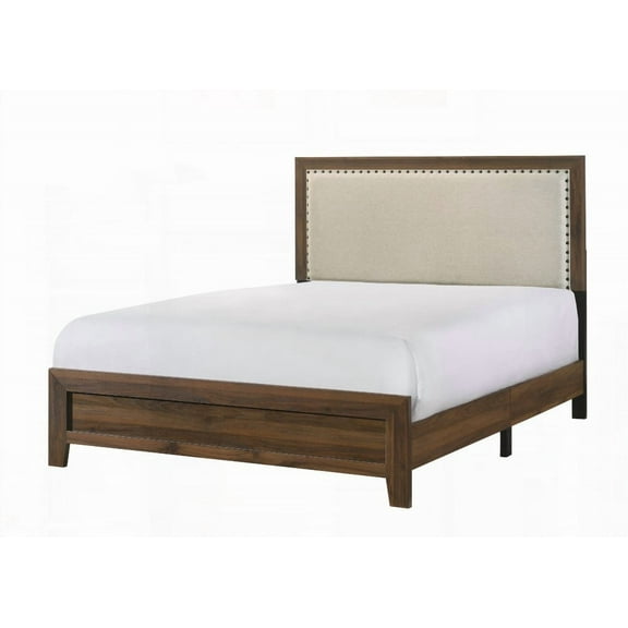 Contemporary Brown Cherry King Size Upholstered Headboard|Wood Veneers