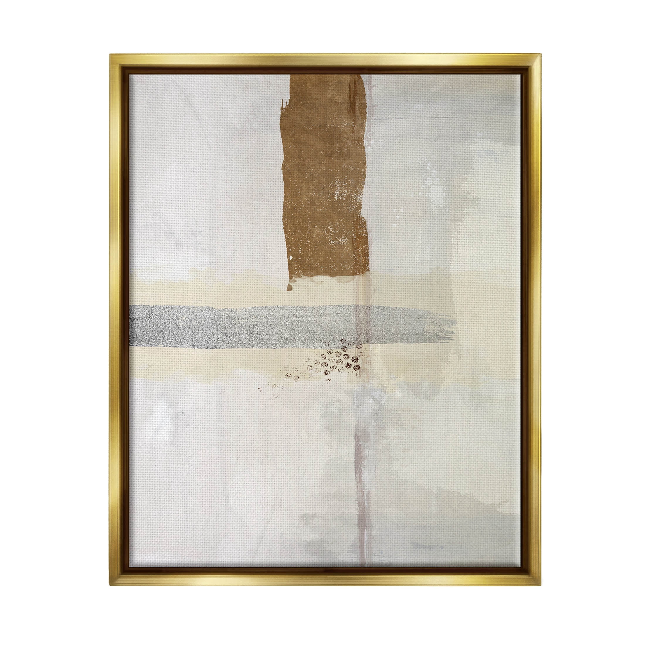 Contemporary Brushed Composition Abstract Graphic Art Metallic Gold Framed Art Print Wall Art