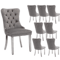 thumbnail image 1 of Contemporary Button Tufted Dining Chairs, High-end Velvet Upholstered Dining Chairs with Nailhead Back and Ring Pull Trim, Wood Dining Chairs for Living Room, Restaurant(Gray with Steel Leg,Set of 8), 1 of 8
