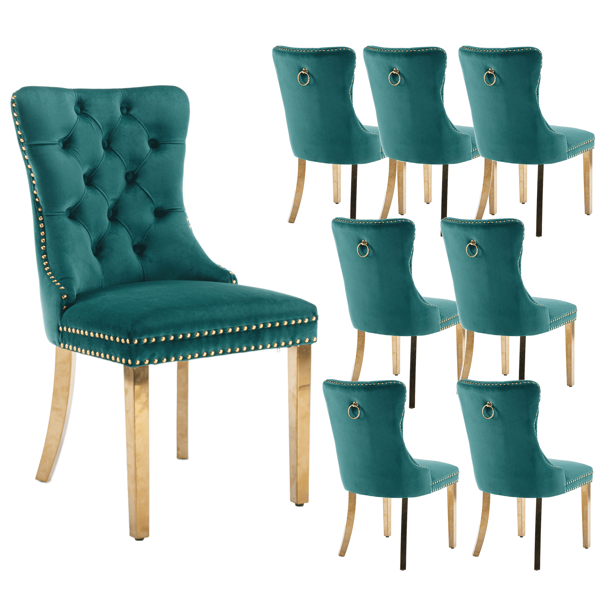 Visual Reference: Contemporary Button Tufted Dining Chairs High End Velvet Upholstered