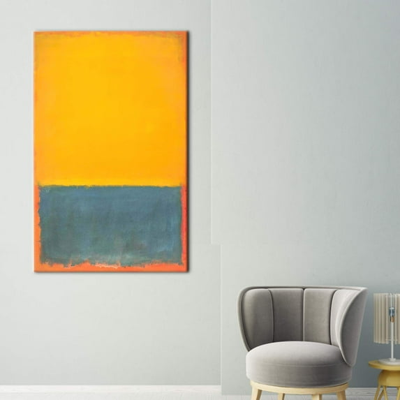 Contemporary Canvas Art, Minimal Art Canvas, Yellow And Gray Printed, Mark Rothko Canvas Art, Exhibition Art Canvas, Abstract Printed Canvas, Canvas Wall Decor - Natural Framed