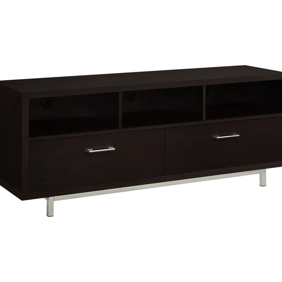 Contemporary Cappuccino 60-inch Tv Shelf - Functional Storage Choice Console In Modern Style With