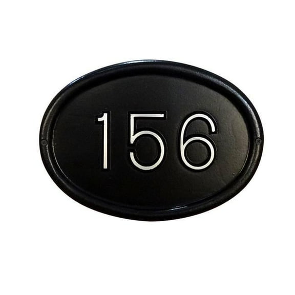 Contemporary Cast Aluminum Address Plaque with Brushed Aluminum Numbers - Times Font - Black
