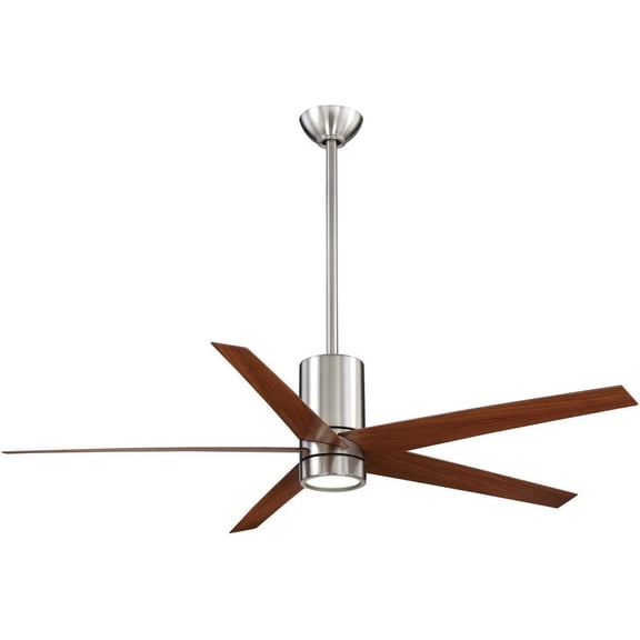 Contemporary Ceiling Fan with Light Kit - 56 Inches Wide, Brushed Nickel/Dark Walnut