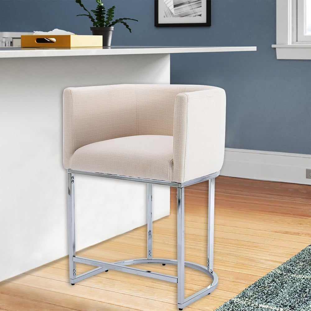 Contemporary Charcoal Linen Bar Stool 24