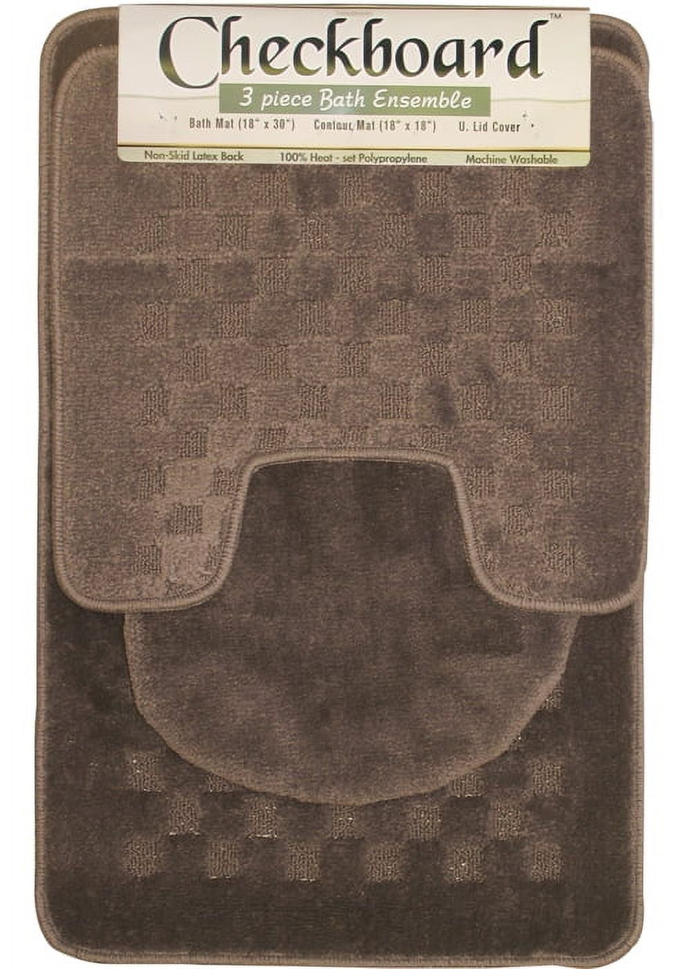 Contemporary Checkered Brown 3 Pcs Bathroom Shower Ensemble Bath