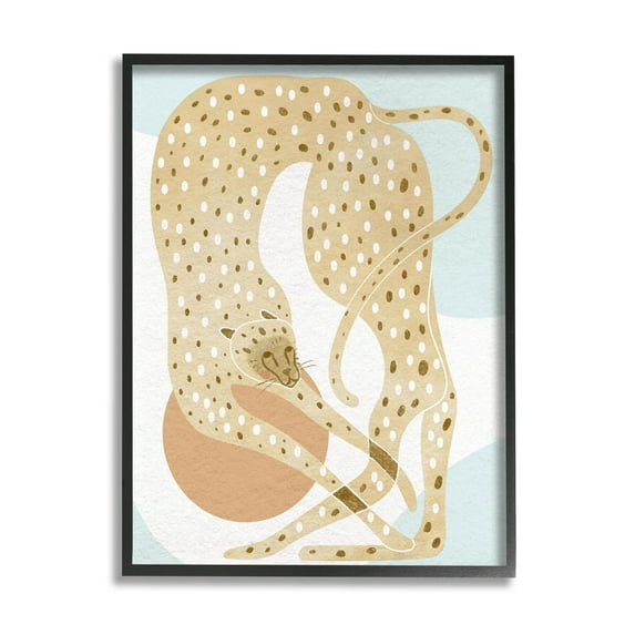 Contemporary Cheetah Shapes Animals & Insects Graphic Art Black Framed Art Print Wall Art
