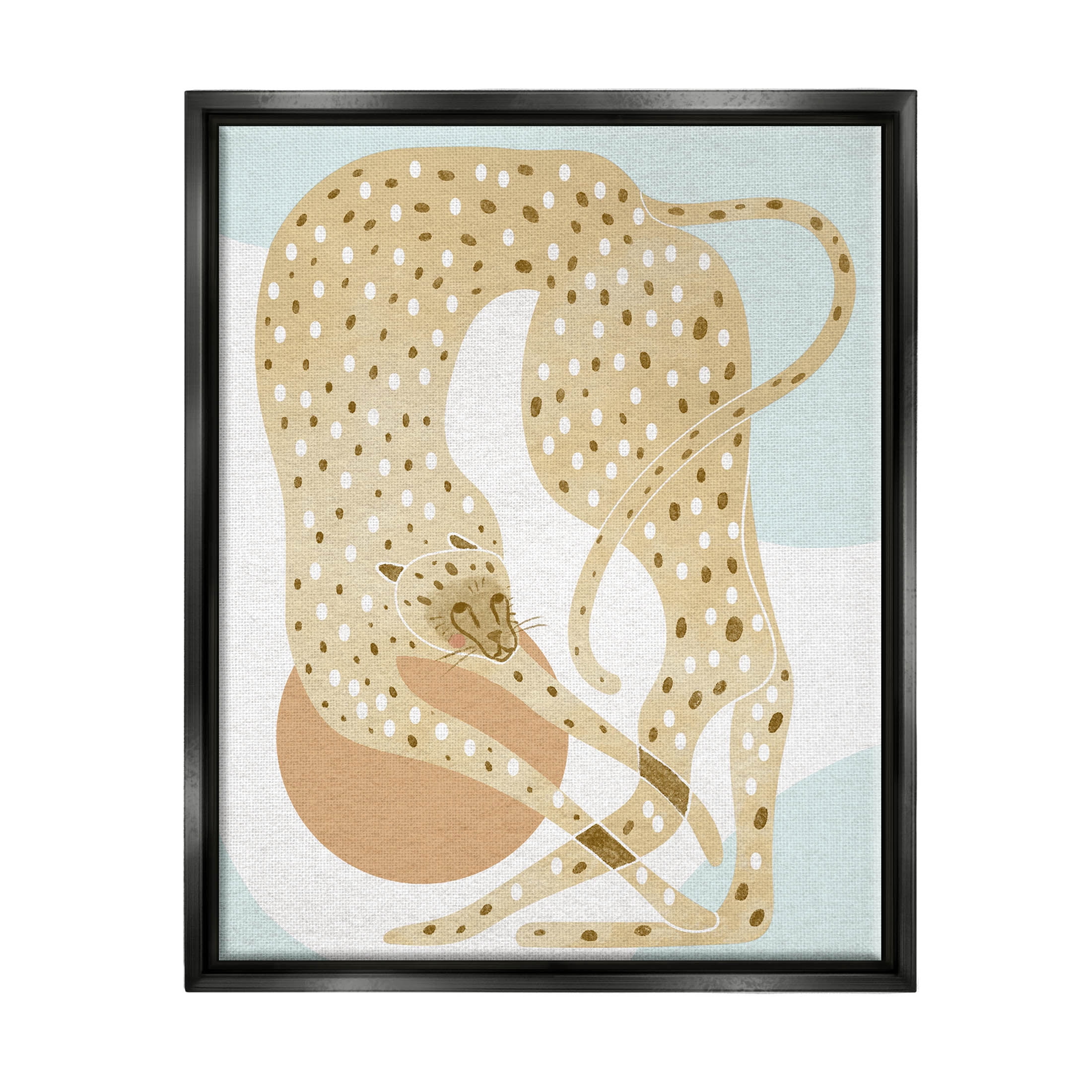 Contemporary Cheetah Shapes Animals & Insects Graphic Art Jet Black Framed Art Print Wall Art