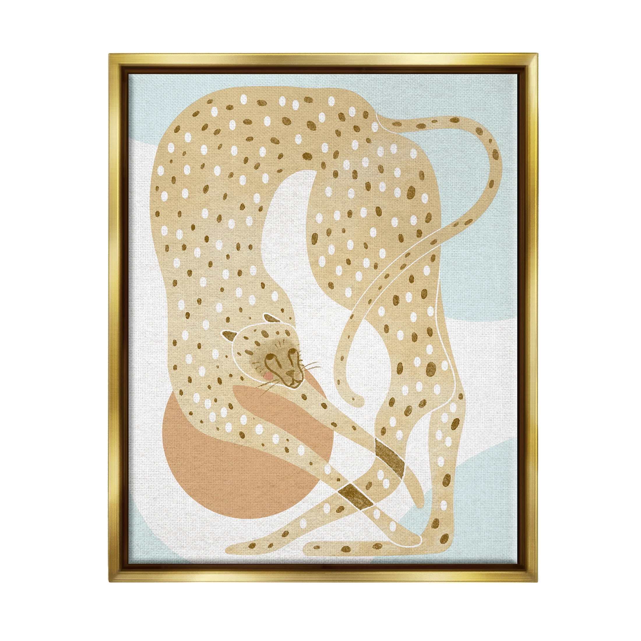Contemporary Cheetah Shapes Animals & Insects Graphic Art Metallic Gold Framed Art Print Wall Art