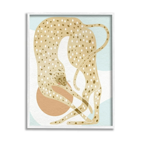 Contemporary Cheetah Shapes Animals & Insects Graphic Art White Framed Art Print Wall Art