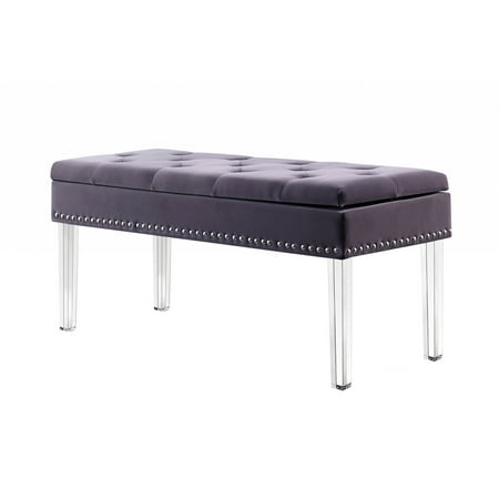 Contemporary Chic Purple Gray and Clear Acrylic Storage Bench