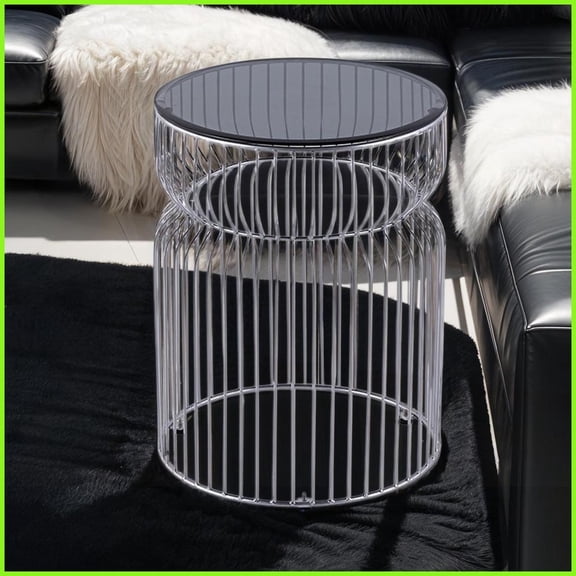 Contemporary Chrome Coffee Table for Living Room - Tinted Tempered Glass Top, Metal Base, Space-Saving & Decor-Friendly