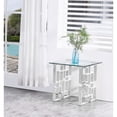 thumbnail image 1 of Contemporary Clear Glass End Table with Silver Stainless Steel Base, 1 of 4