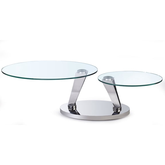 Chintaly Contemporary Dual Glass Top Motion Cocktail Table