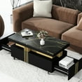 thumbnail image 1 of Contemporary Coffee Table With And Mobile Caster, Black Rectangular Center Spacious Drawer Faux Marble,, 1 of 6