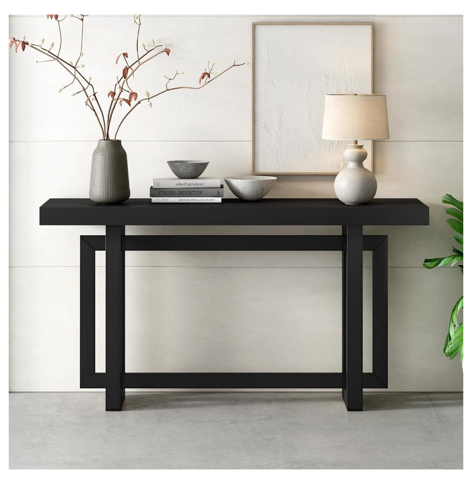 Contemporary Console Table with Industrial-Inspired Concrete Wood Top ...