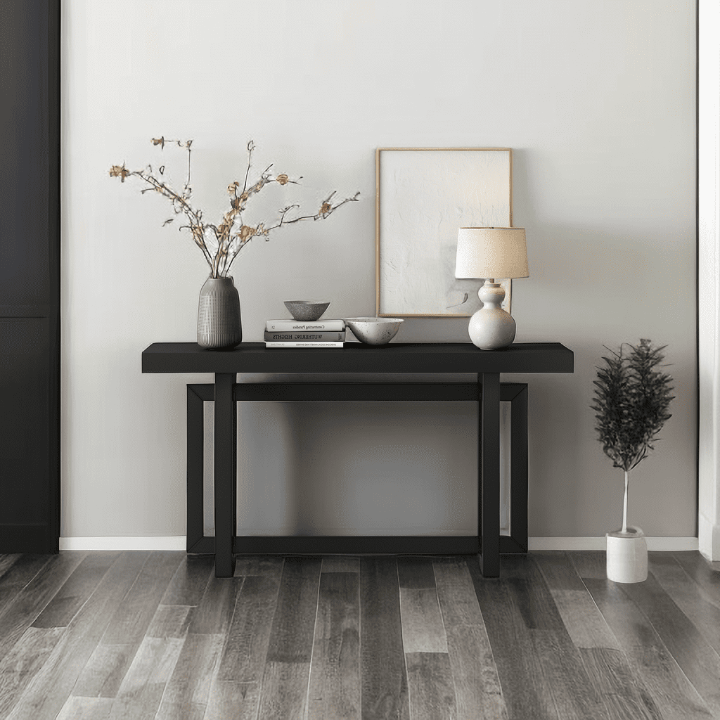 Contemporary Console Table with Industrial-Inspired Concrete Wood Top ...