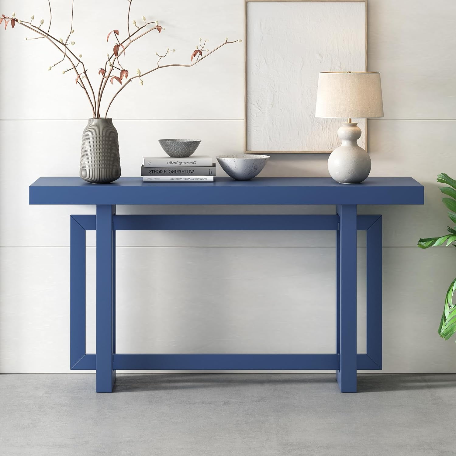 Contemporary Console Table with Industrial-Inspired Concrete Wood Top ...