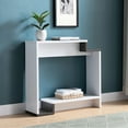 thumbnail image 1 of Contemporary Console Table - White And Grey, Two Open Shelf Features, Multi-level Configuration, For Small Reading Spaces White/grey, Parts, Layout, Suited For Smaller, 1 of 2