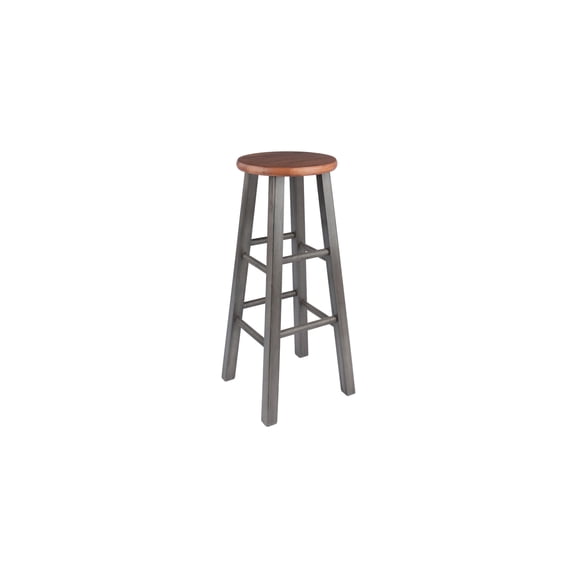 Contemporary Cool Bar Stool, Rustic Teak & Gray
