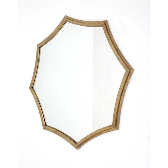 Contemporary Cosmetic Mirror with Minimalist Gold Curved Hexagon Frame