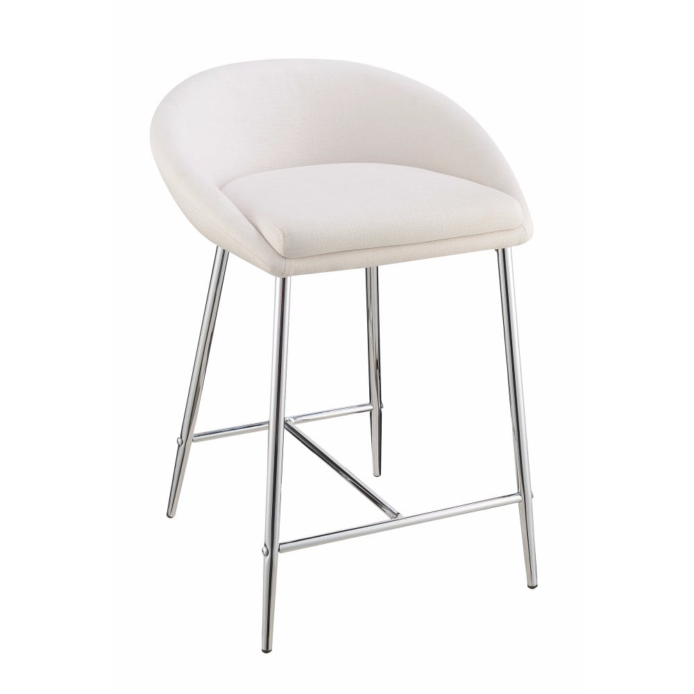 Contemporary Counter Height Stool, White, Set of 2