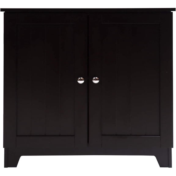 Contemporary Country Double Door Cabinet Ready-to-Assemble Wainscot Style Media Storage Cabinet