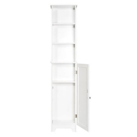 Contemporary Country Tall Floor Shelf with Lower Cabinet, White